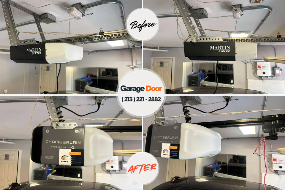 Before and after: garage door repair Irvington, NY